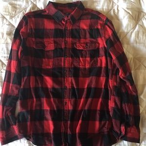 George XLT red and black buffalo check flannel shirt